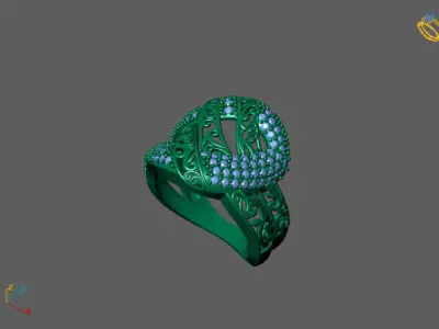 STL 3DM Women Ring Womens Ring Diamonds With Stone Model 3D print model