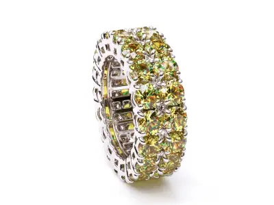2-Row Yellow diamond Eternity Ring  3D print model