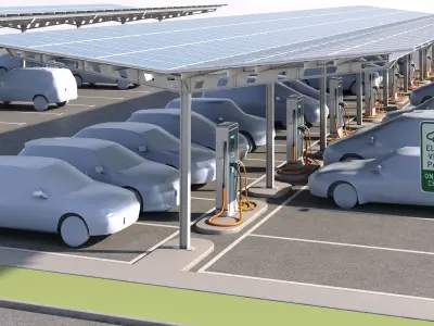 Solar battery charging parking 3D model