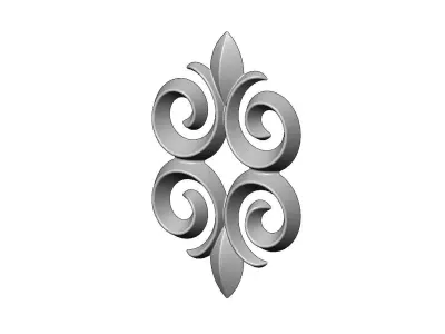 Floral motif decoration scroll relief 3D print model