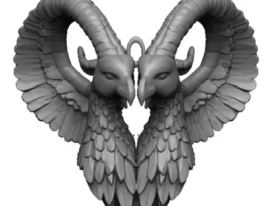 ram and eagle pendant 3D print model