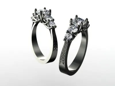 5 Diamond Solitaire Engagement Rings 3D print model
