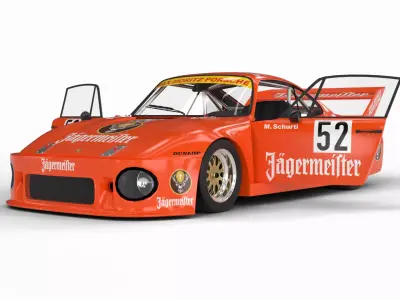 Porsche 935 77 1977 52 Jagermeister Racing 3d model HQ interior 3D model