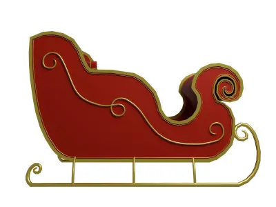 Santa sleigh Low-poly 3D model
