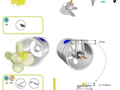MJS 2002-20 Bow Thruster 20mm for scale model boats 3D print model