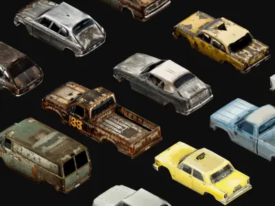 PS1 - PSX Retro Car PACK Low-poly 3D model