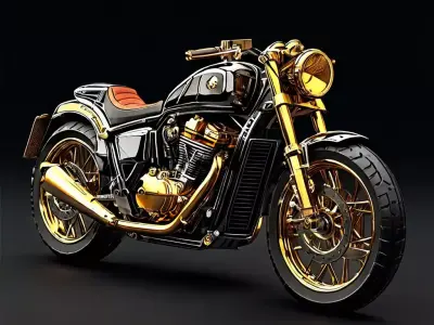 Luxury Black and Gold Motorcycle Low-poly 3D model