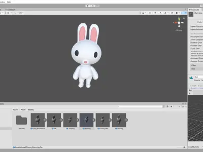 Little Bunny Animated Cute 3D Models For Games And Animations Low-poly 3D model