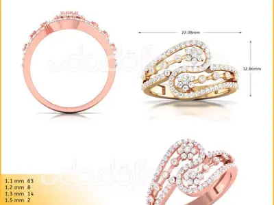 Light Weight Yellow Gold Diamond Ring DOC-R8183 3D print model