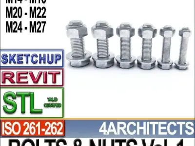 Bolts Nuts Vol 1 ISO 261 262 STL Printable Vol 1 ISO 261 262 3D print model