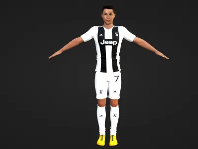 Cristiano Ronaldo - Juventus - Two Models Low-poly 3D model