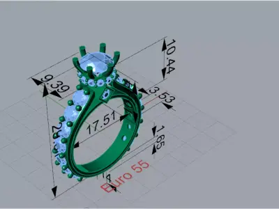Royal Solitaire Engagement Ring with Diamonds Model sr0088 3D print model