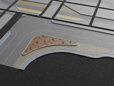 Modular Asphalt Road Kit Low-poly 3D model purchase