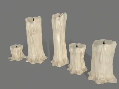 candle set of candlesticks Low-poly 3D model