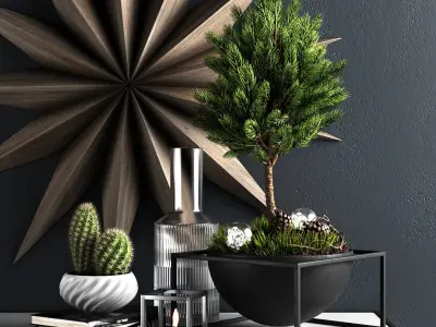 Decor set with pine tree 3D model