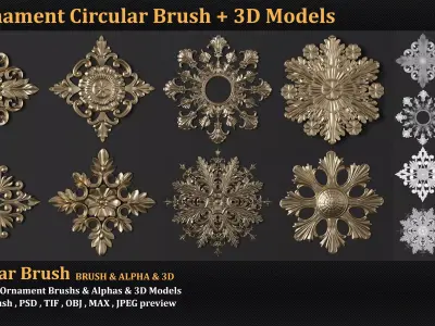 8 Ornament Circular 3Dmodel Brush alpha  3D model