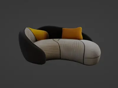 Modern Designer Sofa with Bold Textures and Colors   3D model