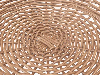 Wicker basket tray light brown 3D model