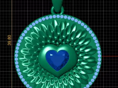 Royal Bloom Heart Pendant 3D Pritable Model  Free 3D print model
