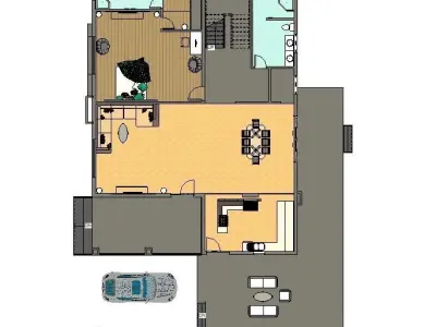 Modern 3d House 1plan Low-poly 3D model