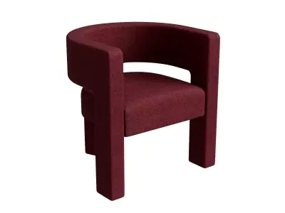 Dark Red Velvet Carve Chair 3D model