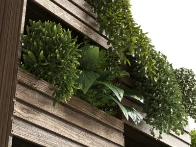 Indoor plant-plant stand  bax wood vase 04 Low-poly 3D model