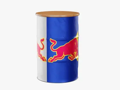 Redbull Barrel Low-poly 3D model