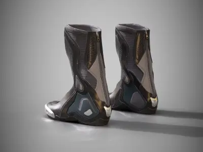 Motorcycle racing boots black Low-poly 3D model