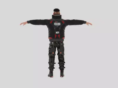 Sci-Fi Rigged male character Low-poly 3D model