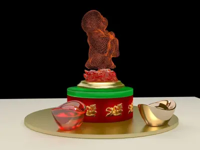 Chinese gold ingot 3D model