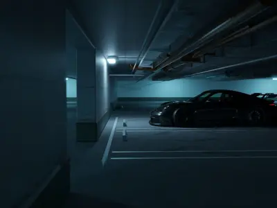 Cinematic Car Parking Lot 3D Blender File Textured 3D model