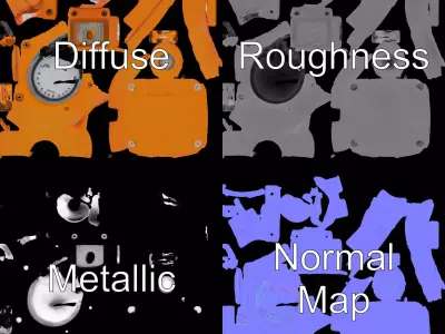 Industrial Pressure Gauge Model Pack  Orange Casing Low-poly 3D model