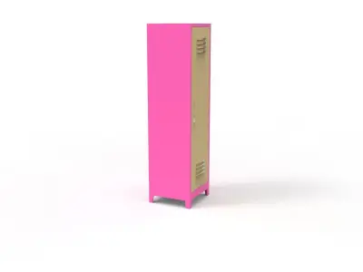 METAL CABINET-SINGLE LONG-PINK AND CREAM Low-poly 3D model