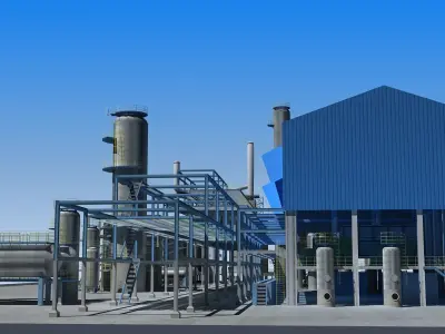 Refinery oil Low-poly 3D model