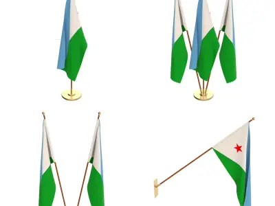 Djibouti Flag Pack 3D model