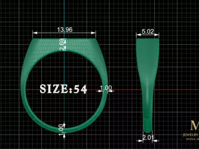 Minimalist Signet Ring 3D Model Free 3D print model