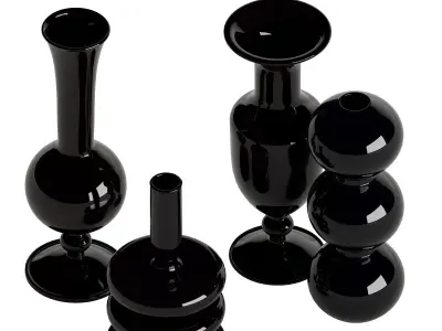 Black Sculptural Glass Vase 3D model