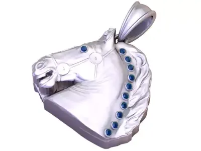 Luxury Horse Head Pendant with Gemstone Mane   3D Printable 3D print model