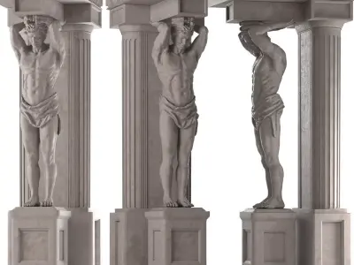 Atlant statue of man holding column 3D model