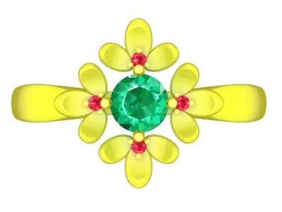 Luxury Multi Petal Floral Gemstone Ring 3D Model 4359 3D print model