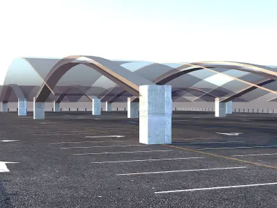 3D Multi -Storey Parking - Floor Parking 2 Low-poly 3D model