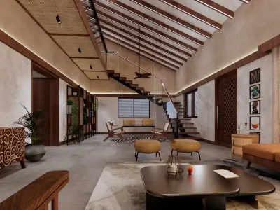 Resort - Cottage - bedroom - interior 3D model