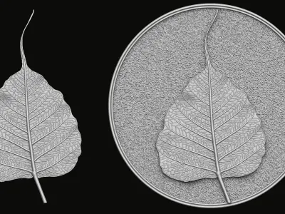 Bodhi leaf Relief 3D print model