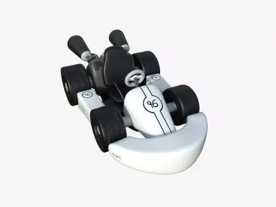 Cartoon Kart C09 White - Vehicle Racing Design Low-poly 3D model