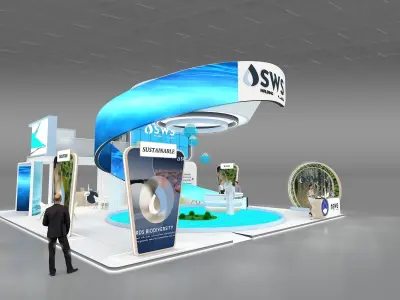 14x13m exhibition stand All side open 3D model
