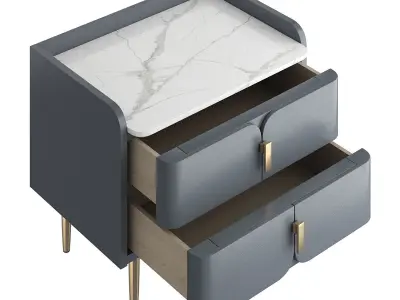 Bed-Sidetable Low-poly 3D model