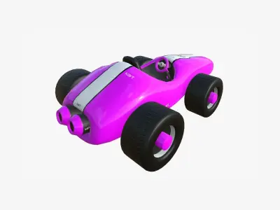 Cartoon Kart F05 Pink - Vehicle Racing Design Low-poly 3D model