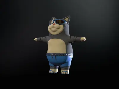 Cat in Glass Low-poly 3D model