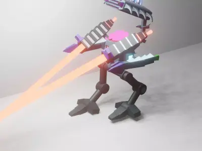 animated lowpoly mech  Free low-poly 3D model