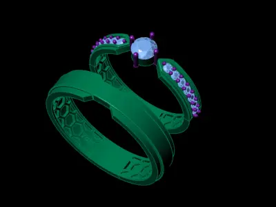wedding ring 3D print model 10